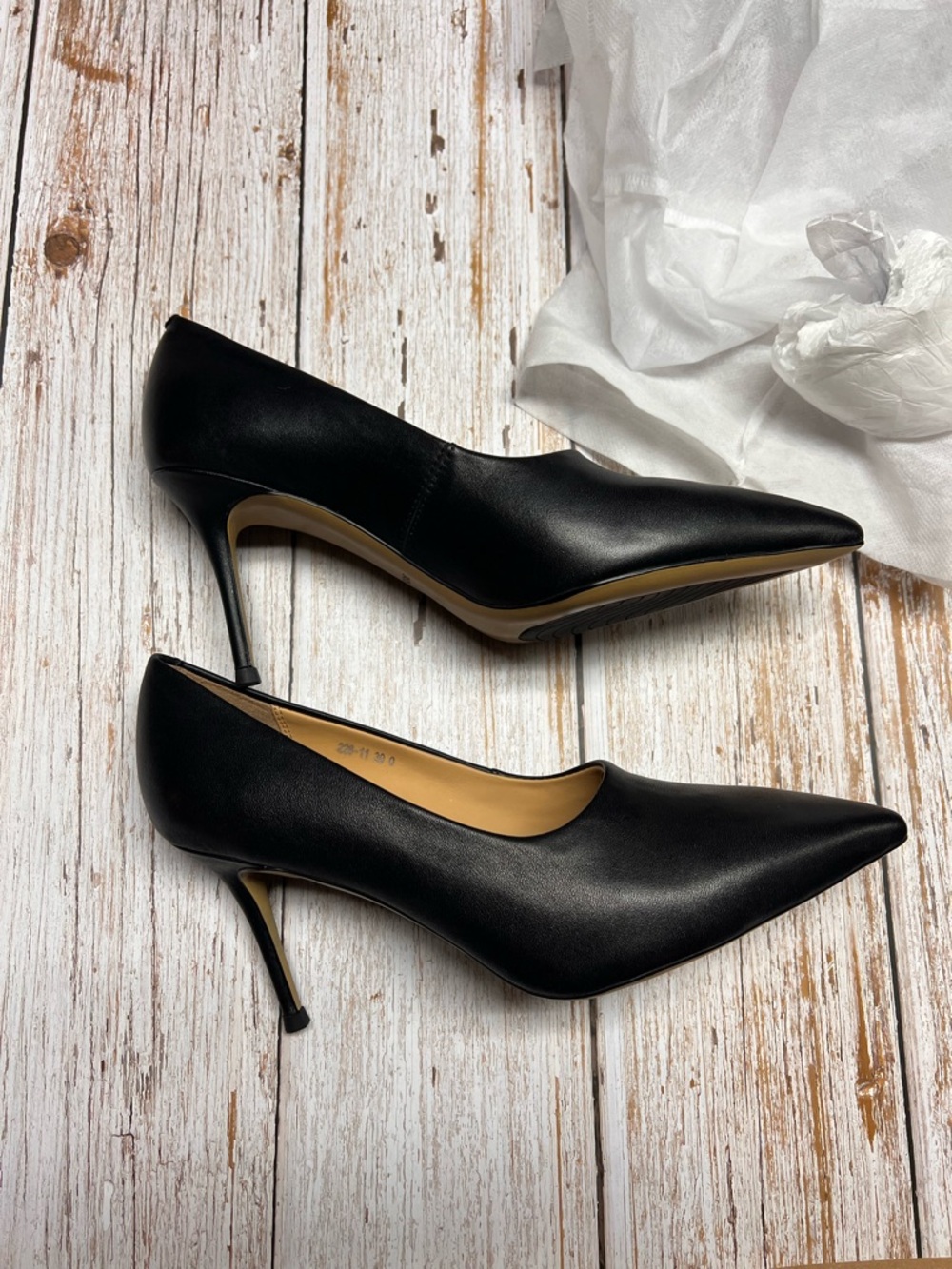 Elegant Black Stiletto Leather Heels